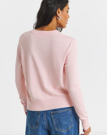 Eversoft Pink Crew Neck Cardigan
