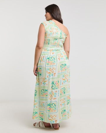 Native Youth Shirred One Shoulder Midaxi Dress
