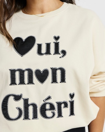 Simply Be Ecru Oui Mon Cheri Graphic Sweatshirt