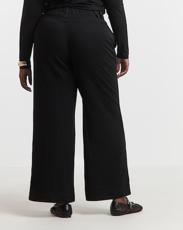 Simply Be Black Lyocell Pleat Detail Wide Leg Jeans