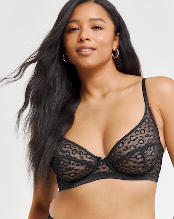 Figleaves Pimlico Non-Pad Underwired Plunge Bra B-GG - Black Leopard
