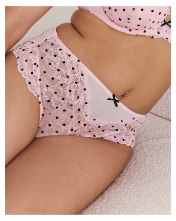 Ann Summers Sexy Lace Planet Flocked High Waist Brazilian Pink