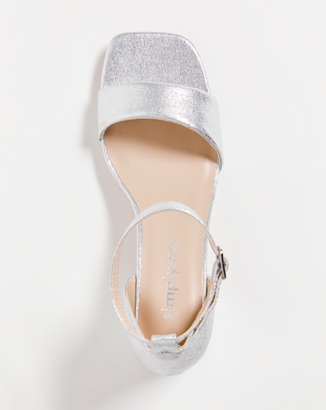 Rimona Metallic Barely There Block Heeled Sandals - Wide Fit (E)