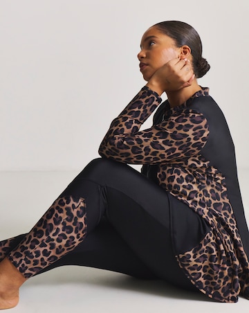 Sports Swim Leggings Black/Leopard