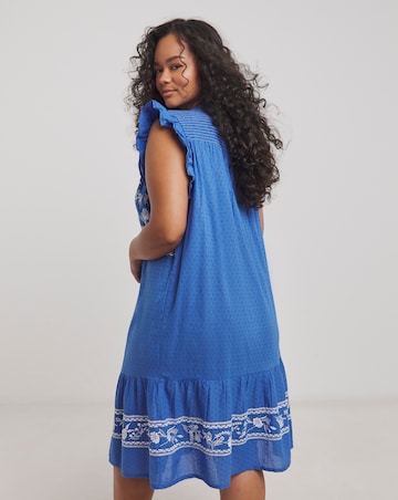 Figleaves Frida Blue Embroidered Beach Dress
