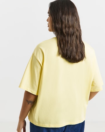 Simply Be Light Yellow Glitter St Tropez Graphic T-Shirt