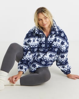 Pretty Secrets Quarter Zip Fleece Snuggle Top Fairisle