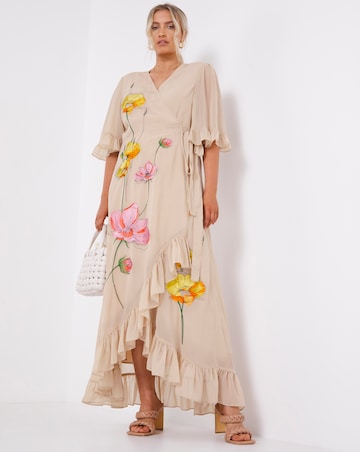 Hope & Ivy Liliana Wrap Embroidered Midi Dress