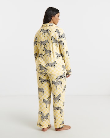 Chelsea Peers Classic Button Up Pyjama Set Zebra Checkerboard Print