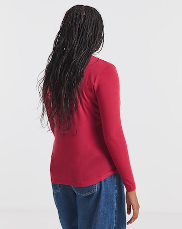 Red Long Sleeve Soft Rib Top