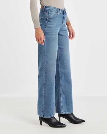 Simply Be 99 1 Mid Blue Comfort Stretch Slouchy Wide Leg Jeans