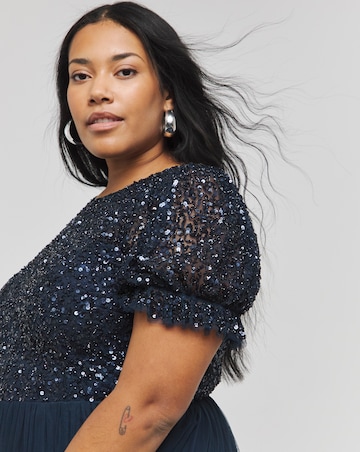 Maya Puff Sleeve Delicate Sequin Tulle Maxi Dress