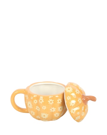 Groovy Floral Pumpkin Lidded Mug