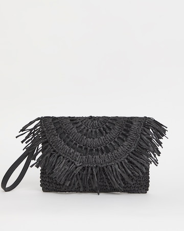 Fringe Raffia Oversized Clutch Bag