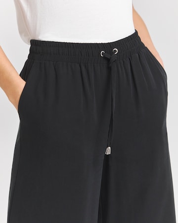 Black Premium Tie Waist Wide Leg Trousers