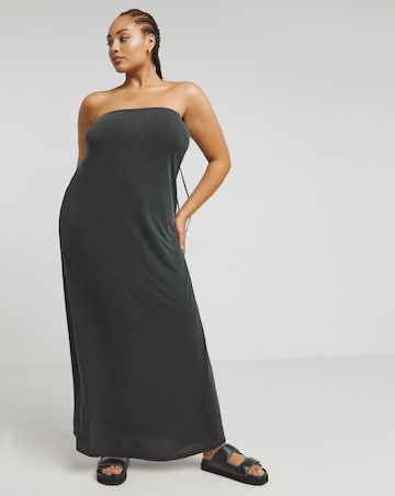 Charcoal Grey Premium Jersey Bandeau Maxi Dress