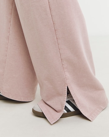 Pink Deep Waistband Wide Leg Joggers