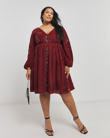 Maya Crushed Velvet Embellished Dress