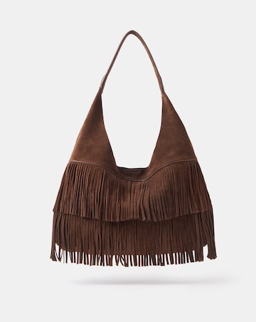 Accessorize Fringe Suede Shoulder Bag