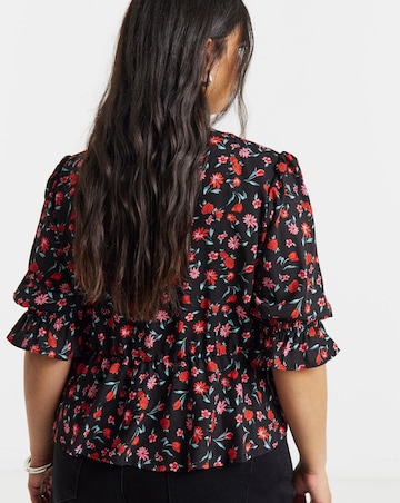 Shirred Sleeve Tea Blouse