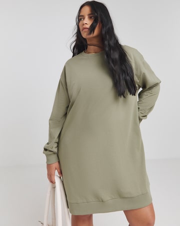 Green Short Sweatshirt Dress With Pockets