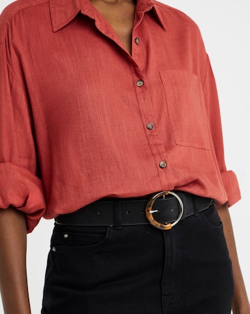 Suedette Faux Tortoise Buckle Belt