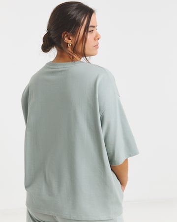 Simply Be Sage Short Sleeve Sweatshirt with Rib Detail