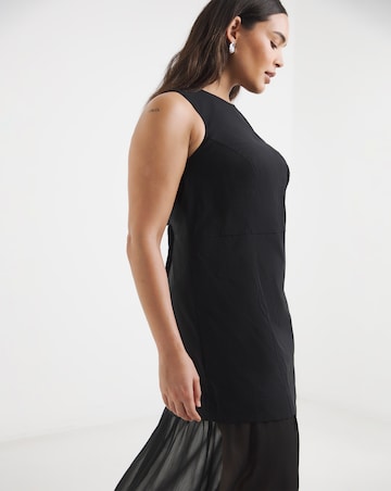 Black 2 in 1 Sheer Skirt Midi Dress