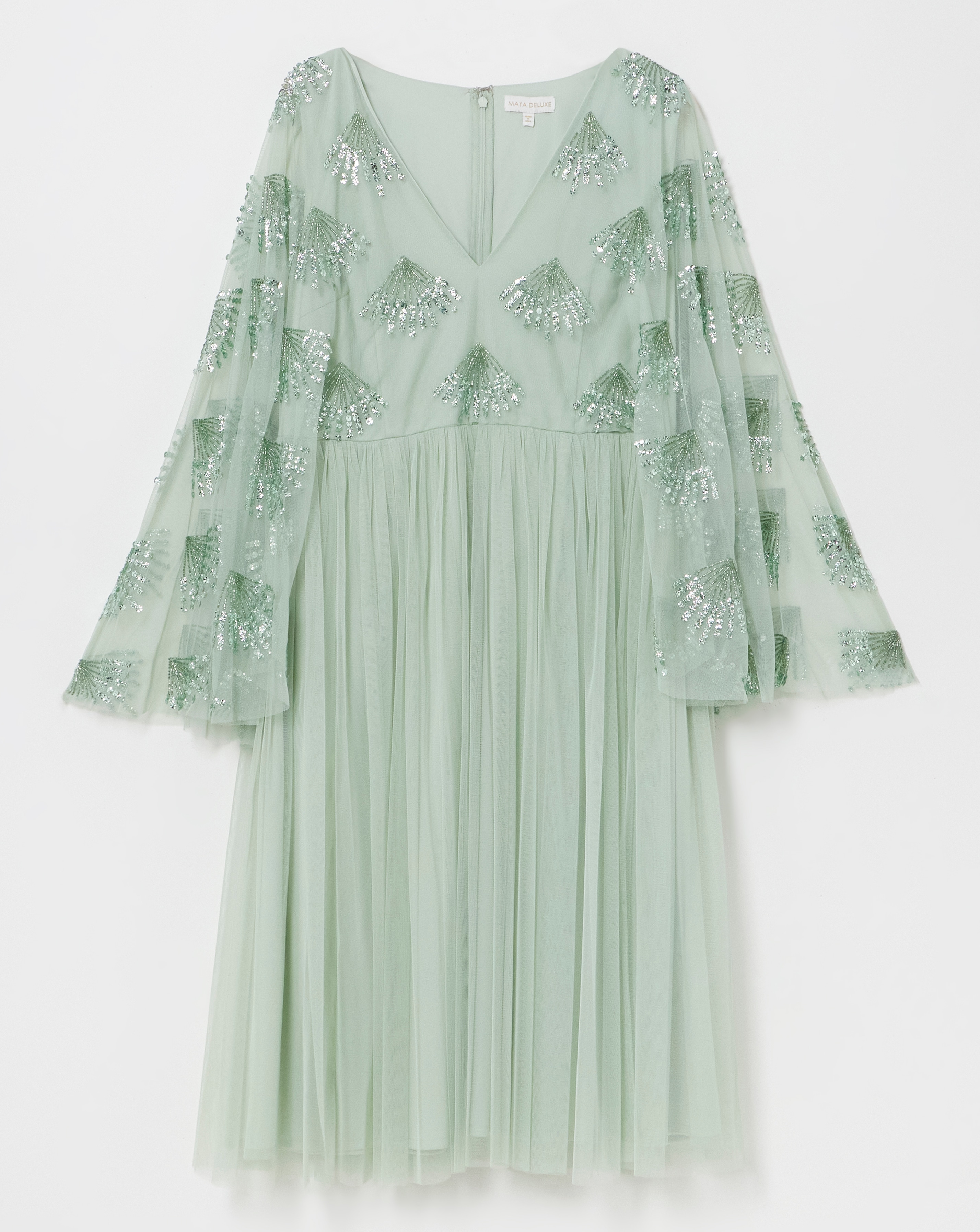 Maya Curve Cape Sleeve Embellished Midi Dress Simply Be