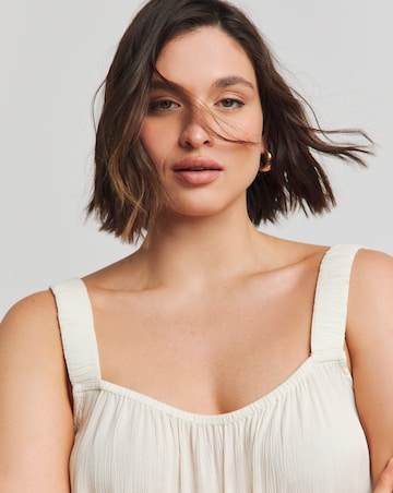Simply Be Ecru Crinkle Ruched Strap Cami