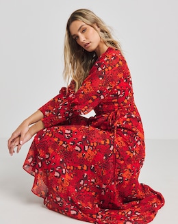 Joanna Hope Printed Wrap Midi Dress
