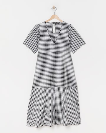 Simply Be Black And White Tiered Gingham Midi Dress