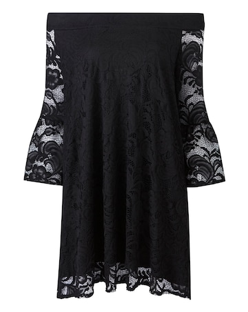 Black Lace Bardot Dress
