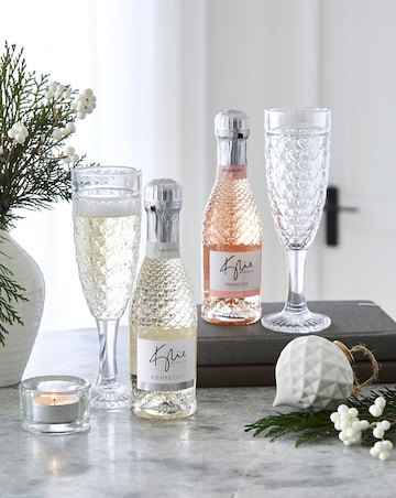 Kylie Minogue Prosecco and Rose with Flute Glasses Gift Set