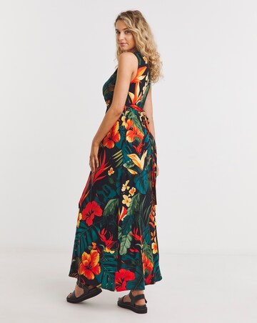 Joe Browns Beautiful Tropical Shirred Jersey Maxi Dress