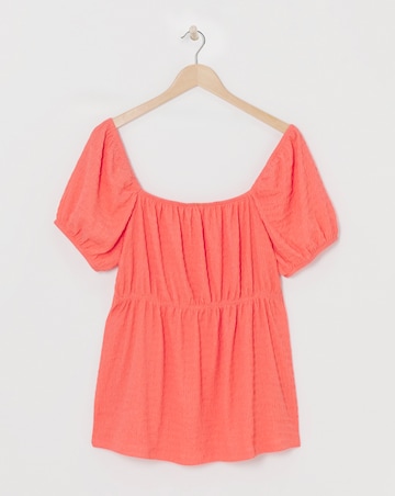 Simply Be Coral Short Sleeve Textured Top