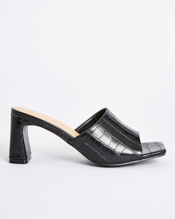 Arlene Croc Square Toe Mules Wide Fit