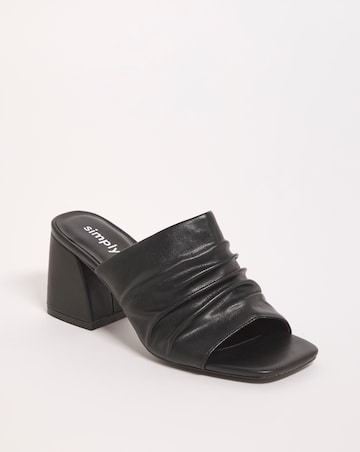 Elissa Ruched Heeled Mule Sandals - Wide Fit (E)