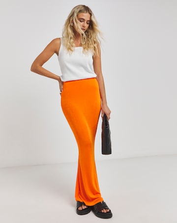 Orange Slinky Maxi Skirt