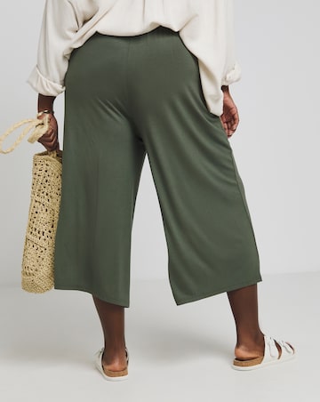 Khaki Jersey Wide Leg Culottes