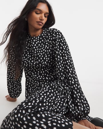 Simply Be Spot Print Drop Waist Cinch Detail Midi Dress