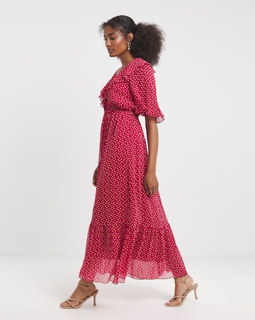 Flounce London Spot Frill Maxi Dress