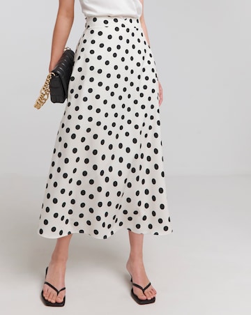 Flounce London Ivory Crepe Spotted Midaxi Skirt