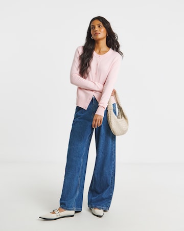 Eversoft Pink Crew Neck Cardigan