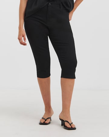 Black Stretch Denim Capri Jeans