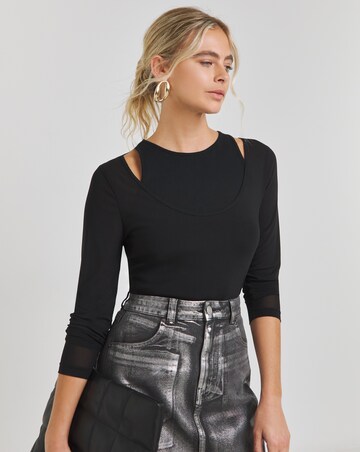 Black 2 In 1 Tank Long Sleeve Top