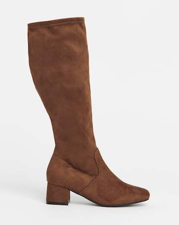 Claudia Low Block Heel Knee High Boots - Wide Fit (E) & Standard/Curvy Calf