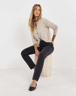 Simply Be 99 1 Washed Black Comfort Stretch Loose Mom Jeans