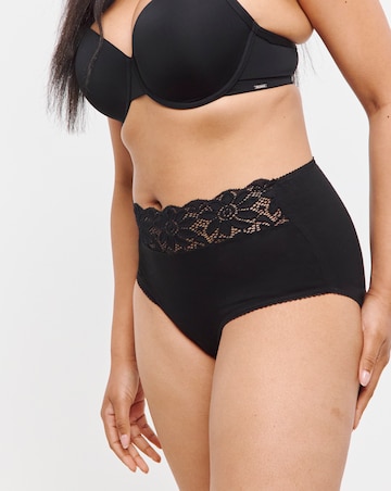 Pretty Secrets 5 Pack Lace Top Full Brief Knickers - Black