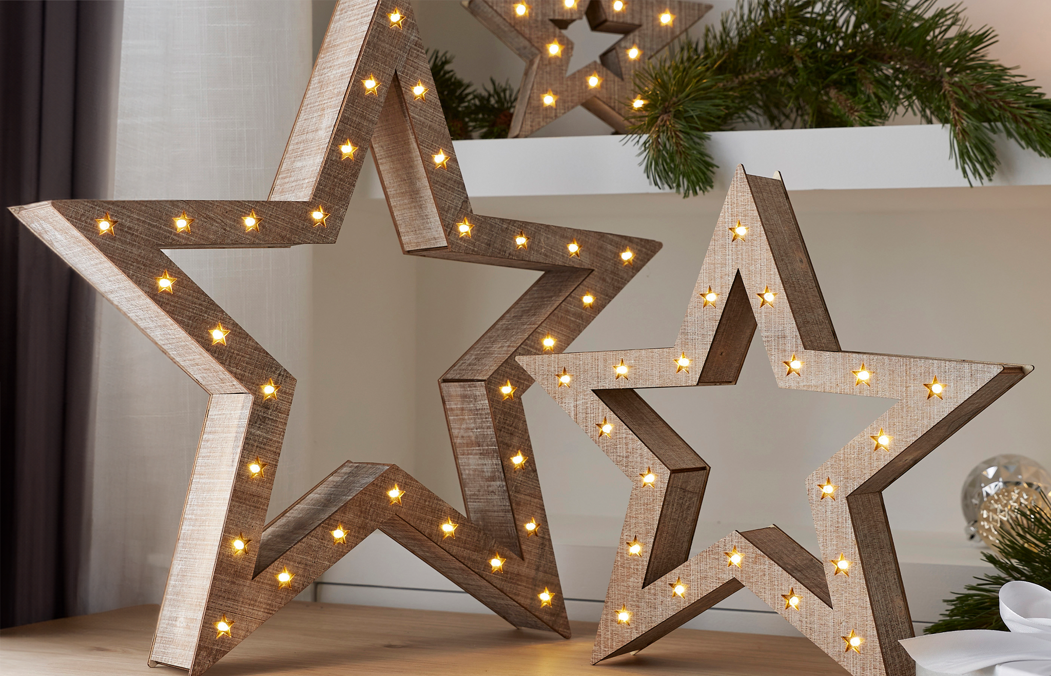 Light Up Wooden Stars